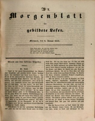 Morgenblatt für gebildete Leser (Morgenblatt für gebildete Stände) Mittwoch 8. Januar 1845