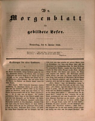 Morgenblatt für gebildete Leser (Morgenblatt für gebildete Stände) Donnerstag 9. Januar 1845