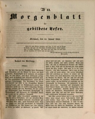 Morgenblatt für gebildete Leser (Morgenblatt für gebildete Stände) Mittwoch 15. Januar 1845