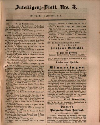 Morgenblatt für gebildete Leser (Morgenblatt für gebildete Stände) Mittwoch 15. Januar 1845