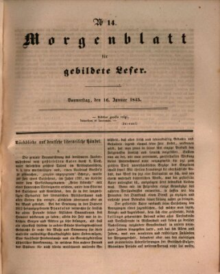 Morgenblatt für gebildete Leser (Morgenblatt für gebildete Stände) Donnerstag 16. Januar 1845