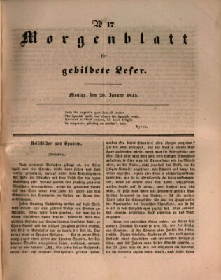 Morgenblatt für gebildete Leser (Morgenblatt für gebildete Stände) Montag 20. Januar 1845