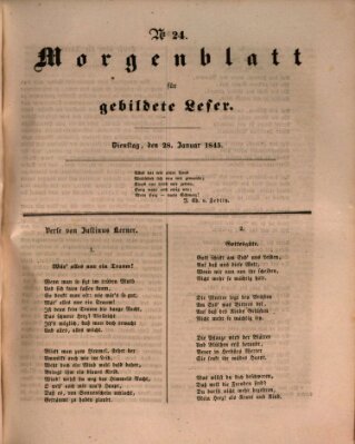 Morgenblatt für gebildete Leser (Morgenblatt für gebildete Stände) Dienstag 28. Januar 1845