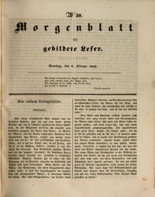 Morgenblatt für gebildete Leser (Morgenblatt für gebildete Stände) Dienstag 4. Februar 1845