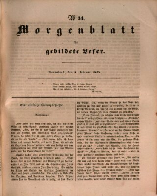 Morgenblatt für gebildete Leser (Morgenblatt für gebildete Stände) Samstag 8. Februar 1845