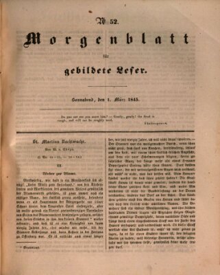 Morgenblatt für gebildete Leser (Morgenblatt für gebildete Stände) Samstag 1. März 1845