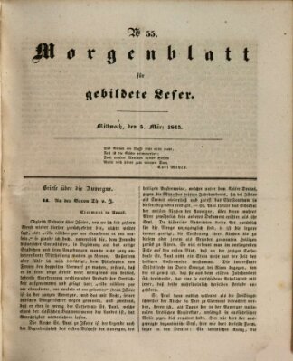 Morgenblatt für gebildete Leser (Morgenblatt für gebildete Stände) Mittwoch 5. März 1845