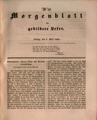 Morgenblatt für gebildete Leser (Morgenblatt für gebildete Stände) Freitag 7. März 1845