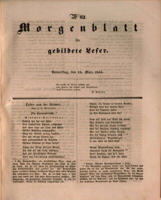 Morgenblatt für gebildete Leser (Morgenblatt für gebildete Stände) Donnerstag 13. März 1845