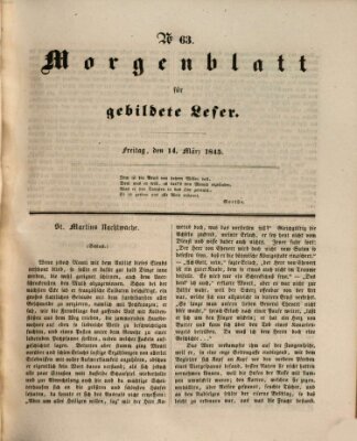 Morgenblatt für gebildete Leser (Morgenblatt für gebildete Stände) Freitag 14. März 1845