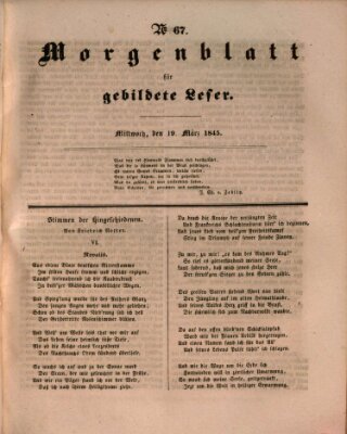 Morgenblatt für gebildete Leser (Morgenblatt für gebildete Stände) Mittwoch 19. März 1845