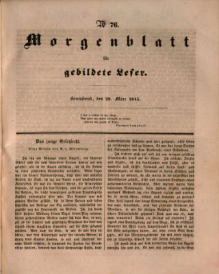 Morgenblatt für gebildete Leser (Morgenblatt für gebildete Stände) Samstag 29. März 1845