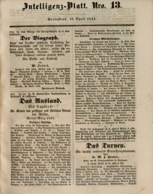 Morgenblatt für gebildete Leser (Morgenblatt für gebildete Stände) Samstag 19. April 1845