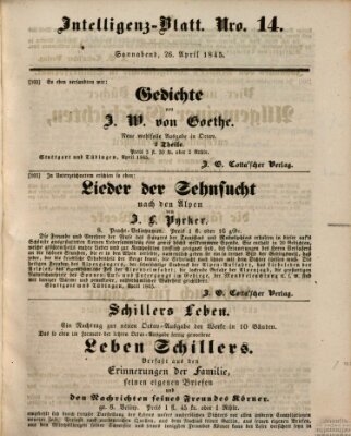 Morgenblatt für gebildete Leser (Morgenblatt für gebildete Stände) Samstag 26. April 1845