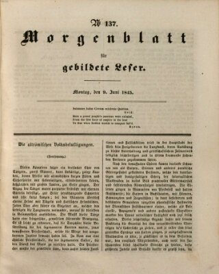 Morgenblatt für gebildete Leser (Morgenblatt für gebildete Stände) Montag 9. Juni 1845