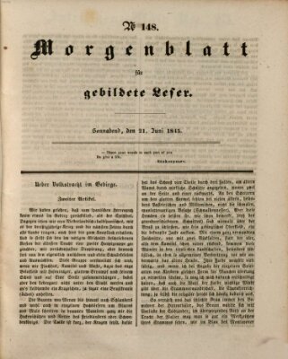 Morgenblatt für gebildete Leser (Morgenblatt für gebildete Stände) Samstag 21. Juni 1845