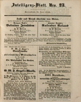 Morgenblatt für gebildete Leser (Morgenblatt für gebildete Stände) Samstag 21. Juni 1845