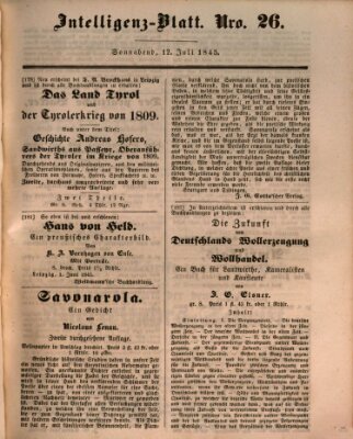 Morgenblatt für gebildete Leser (Morgenblatt für gebildete Stände) Samstag 12. Juli 1845