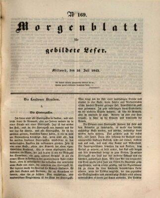 Morgenblatt für gebildete Leser (Morgenblatt für gebildete Stände) Mittwoch 16. Juli 1845