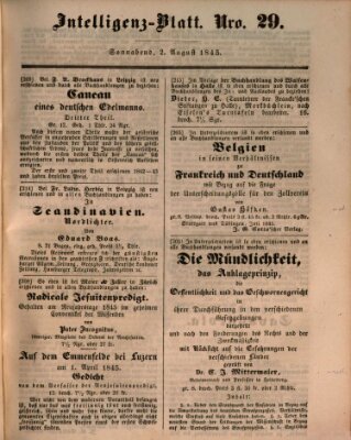 Morgenblatt für gebildete Leser (Morgenblatt für gebildete Stände) Samstag 2. August 1845