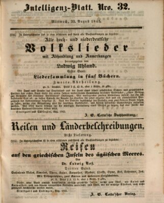 Morgenblatt für gebildete Leser (Morgenblatt für gebildete Stände) Mittwoch 20. August 1845