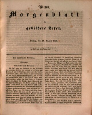 Morgenblatt für gebildete Leser (Morgenblatt für gebildete Stände) Freitag 29. August 1845