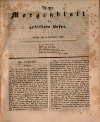 Morgenblatt für gebildete Leser (Morgenblatt für gebildete Stände) Freitag 5. September 1845