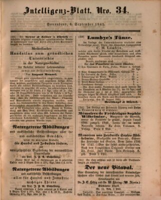 Morgenblatt für gebildete Leser (Morgenblatt für gebildete Stände) Samstag 6. September 1845