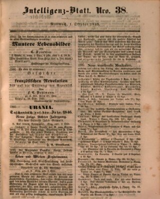 Morgenblatt für gebildete Leser (Morgenblatt für gebildete Stände) Mittwoch 1. Oktober 1845