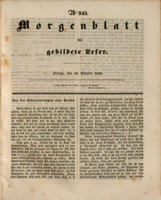 Morgenblatt für gebildete Leser (Morgenblatt für gebildete Stände) Freitag 10. Oktober 1845