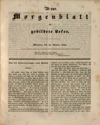 Morgenblatt für gebildete Leser (Morgenblatt für gebildete Stände) Mittwoch 15. Oktober 1845