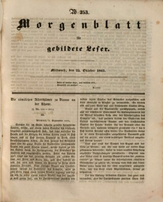 Morgenblatt für gebildete Leser (Morgenblatt für gebildete Stände) Mittwoch 22. Oktober 1845