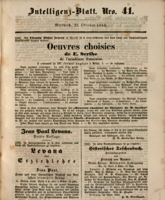 Morgenblatt für gebildete Leser (Morgenblatt für gebildete Stände) Mittwoch 22. Oktober 1845