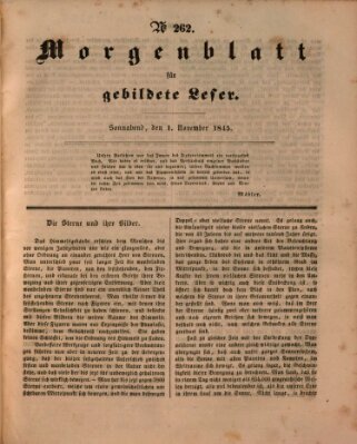 Morgenblatt für gebildete Leser (Morgenblatt für gebildete Stände) Samstag 1. November 1845