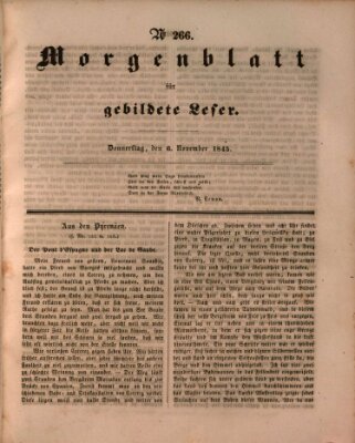 Morgenblatt für gebildete Leser (Morgenblatt für gebildete Stände) Donnerstag 6. November 1845