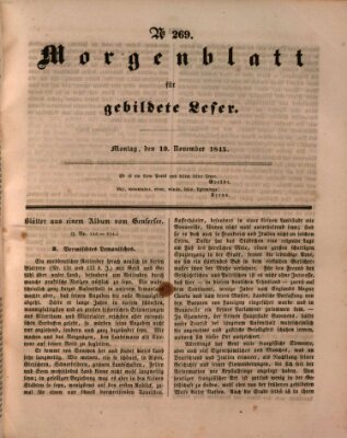 Morgenblatt für gebildete Leser (Morgenblatt für gebildete Stände) Montag 10. November 1845