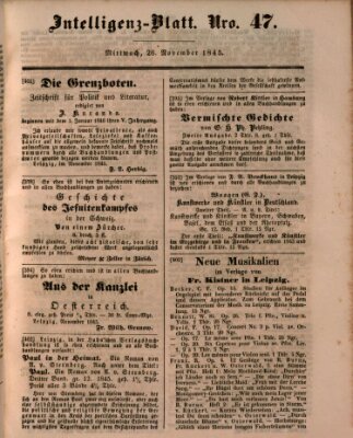 Morgenblatt für gebildete Leser (Morgenblatt für gebildete Stände) Mittwoch 26. November 1845