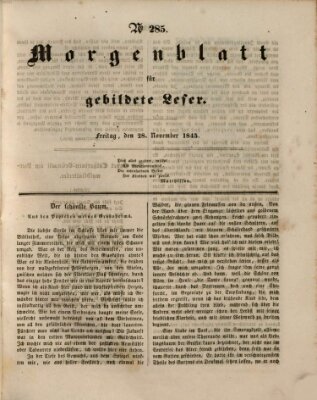 Morgenblatt für gebildete Leser (Morgenblatt für gebildete Stände) Freitag 28. November 1845