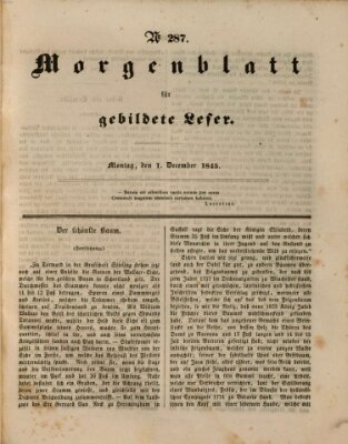 Morgenblatt für gebildete Leser (Morgenblatt für gebildete Stände) Montag 1. Dezember 1845