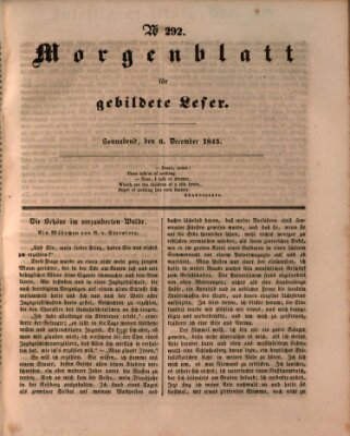 Morgenblatt für gebildete Leser (Morgenblatt für gebildete Stände) Samstag 6. Dezember 1845