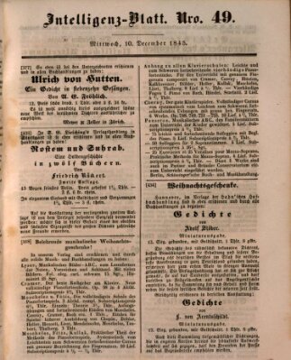 Morgenblatt für gebildete Leser (Morgenblatt für gebildete Stände) Mittwoch 10. Dezember 1845