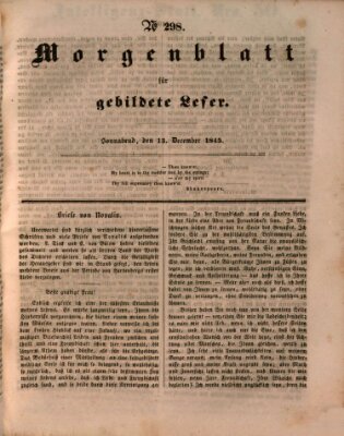 Morgenblatt für gebildete Leser (Morgenblatt für gebildete Stände) Samstag 13. Dezember 1845