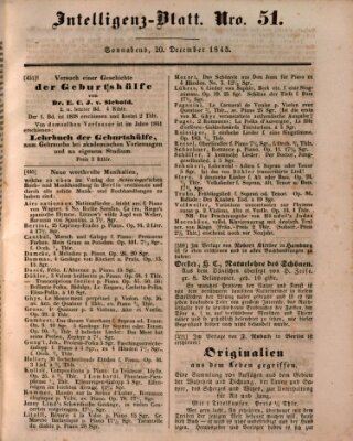 Morgenblatt für gebildete Leser (Morgenblatt für gebildete Stände) Samstag 20. Dezember 1845