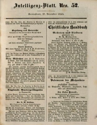 Morgenblatt für gebildete Leser (Morgenblatt für gebildete Stände) Samstag 27. Dezember 1845