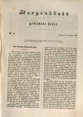 Morgenblatt für gebildete Leser (Morgenblatt für gebildete Stände) Montag 5. Januar 1846