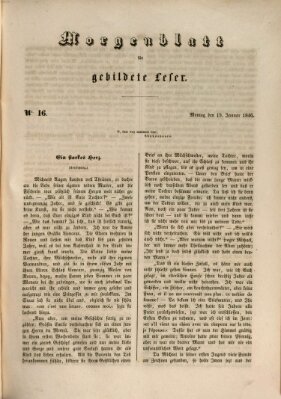 Morgenblatt für gebildete Leser (Morgenblatt für gebildete Stände) Montag 19. Januar 1846