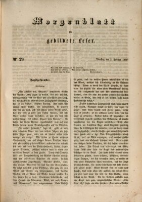 Morgenblatt für gebildete Leser (Morgenblatt für gebildete Stände) Dienstag 3. Februar 1846