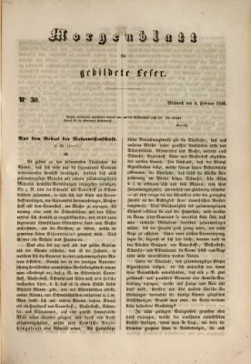 Morgenblatt für gebildete Leser (Morgenblatt für gebildete Stände) Mittwoch 4. Februar 1846