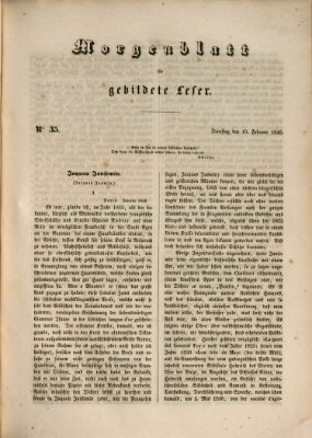 Morgenblatt für gebildete Leser (Morgenblatt für gebildete Stände) Dienstag 10. Februar 1846