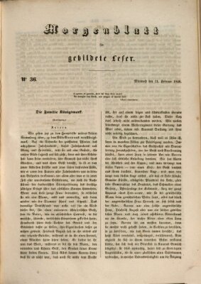 Morgenblatt für gebildete Leser (Morgenblatt für gebildete Stände) Mittwoch 11. Februar 1846